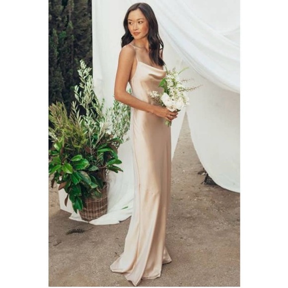 Show Me Your Mumu Tuscany Dress in Champagne Luxe Satin M - Picture 1 of 6